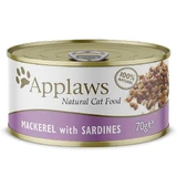 APPLAWS, Fillet Mackerel and Sardines, canned wet cat food, (in soup), 70g
