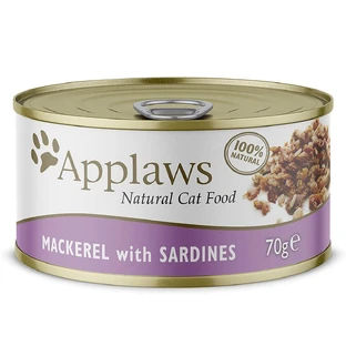 APPLAWS, Filete de Caballa y Sardinas, comida húmeda en lata, (en sopa), 70g