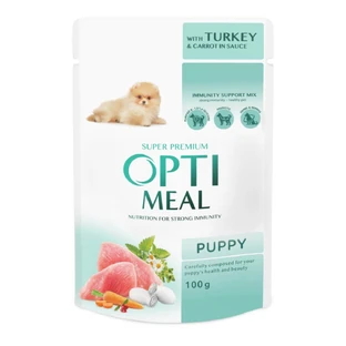 OPTIMEAL Junior, XS-XL, Pavo y Zanahoria, sobre de comida húmeda para perros junior, (en salsa), 100g