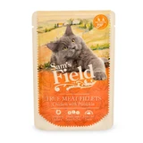 SAM'S FIELD True Meat Fillets, Kip en Pompoen, zakje graanvrij natvoer voor katten, (in saus), 85g