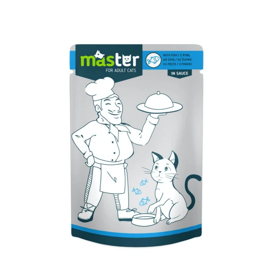 MASTER, Vis, zakje natvoer voor katten, (in saus), 80g