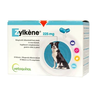 VETOQUINOL Zylkene 225mg, M-XL, suplemento para el sistema nervioso y calmante para perros, caja, 10 cápsulas