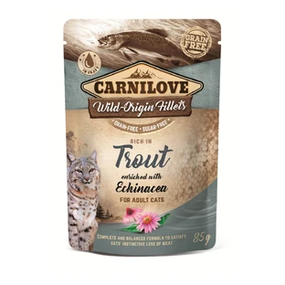 CARNILOVE, Forellenfilet mit Echinacea, Beutel mit feuchtem getreidefreiem Katzenfutter, (in Sauce), 85g