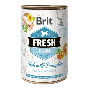 BRIT Fresh, Fisch mit Kürbis, getreidearmes Hundefutter in Dosen, (in Aspik), 400g