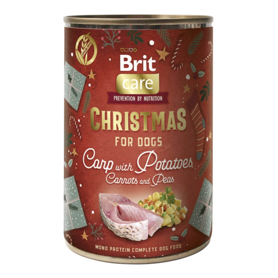 BRIT Christmas Monoprotein, XS-XL, Carp and Potatoes, canned single protein grain free wet food for dogs, (pate), 400g