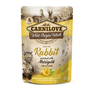 CARNILOVE Kitten, Kaninchenfilet mit Ringelblume, Portionsbeutel getreidefreies Nassfutter für junge Katzen, (in Sauce), 85g