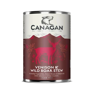 CANAGAN Venison&Wild Boar Stew, XS-XL, Venado y Jabalí, comida húmeda en lata sin cereales para perros jóvenes y adultos, (en sopa), 400g