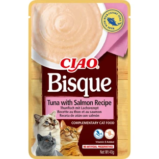 INABA Churu Bisque, tonijn en zalm, graanvrij kattenvoer, (puree), 40g