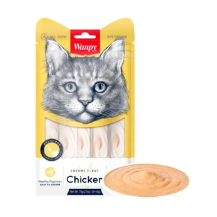 WANPY Creamy Treat, Chicken, single protein cat reward bag, (puree), 70g