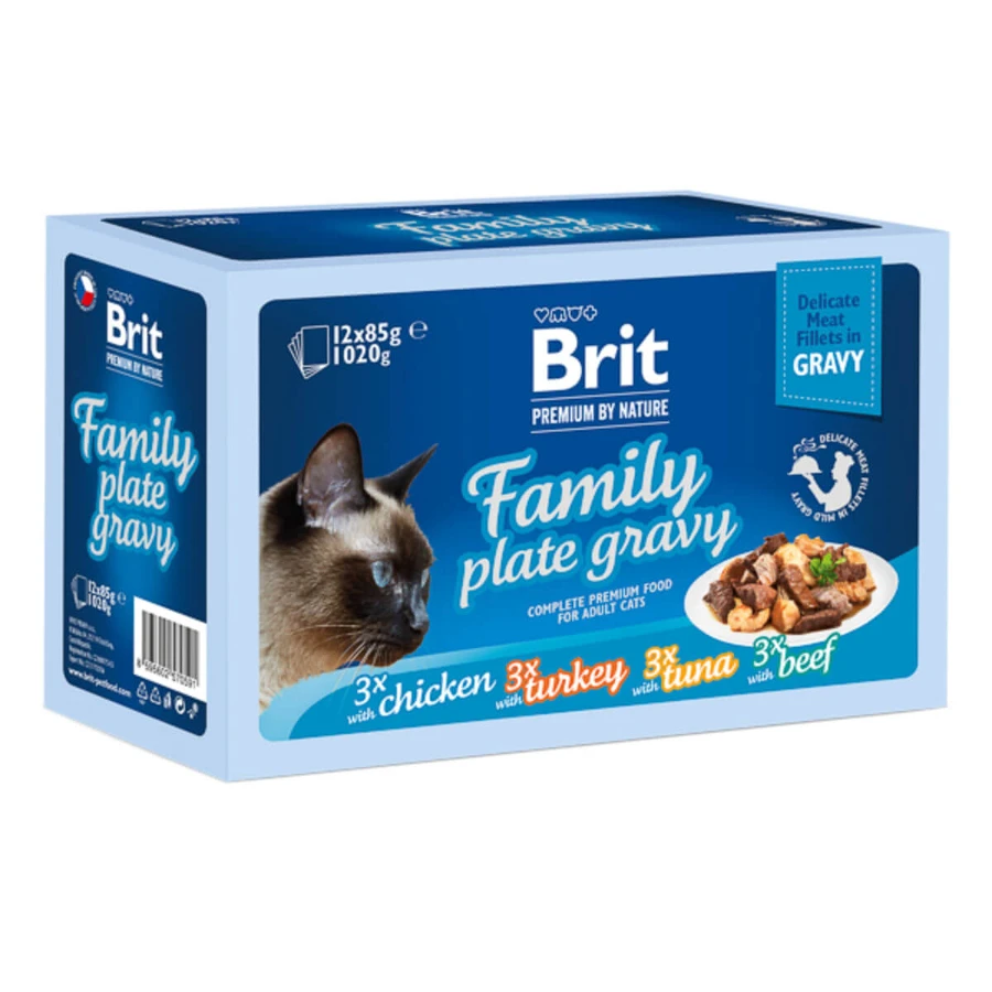 BRIT Premium by Nature Delicate Family Plate, Vlees, blikje vochtig kattenvoer, (in saus), multipack, 85g x 12st