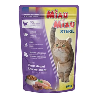 MIAU MIAU Sterilized, Huhn, Beutel Nassfutter für sterilisierte Katzen, (in Sauce), 100g