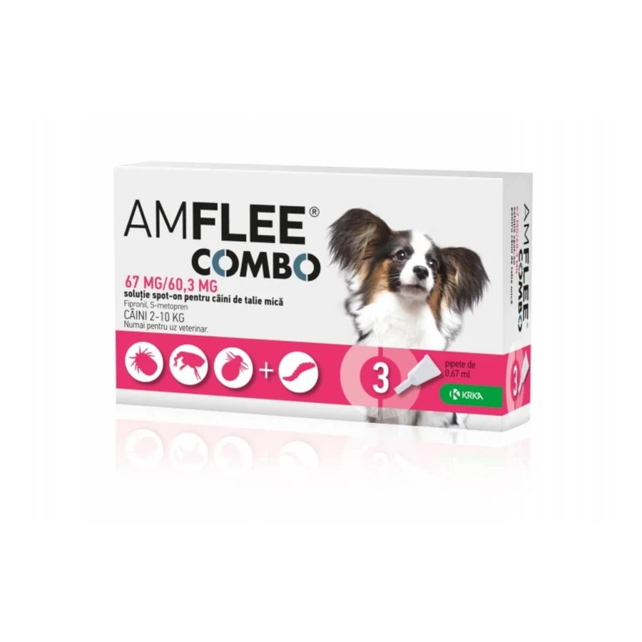 AMFLEE Combo Dog, spot-on, antiparasitic solution, dogs 2-10 kg, 3 pipettes