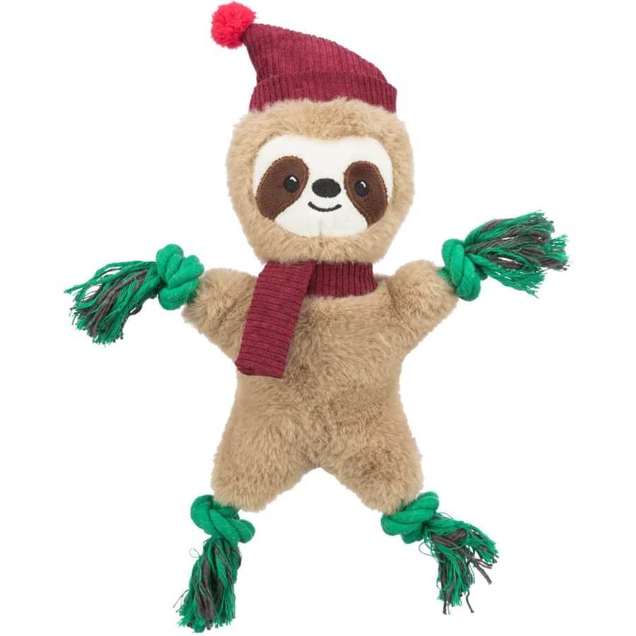 TRIXIE Kerst Lenes, touw speelgoed hondjes XS-XL, met geluid, katoen, bruin en groen, 30cm