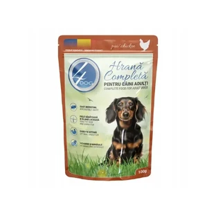 4DOG, XS-XL, Kip, zakje nat hondenvoer, (in saus), 100g