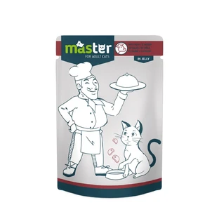 MASTER, Vlees, zakje natvoer voor katten, (in aspic), 80g
