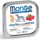 MONGE Monoprotein, XS-XL, Eend en Framboos, enkelvoudig eiwit graanvrij natvoer voor honden, (paté), 150g