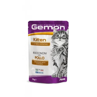 GEMON Kitten, Huhn, Portionsbeutel getreidefreies Nassfutter für junge Katzen, (in Aspik), 100g