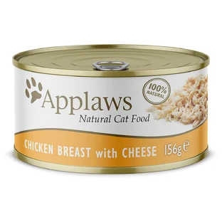 APPLAWS, Kipfilet en Kaas, nat kattenvoer in blik, (in soep), 156g