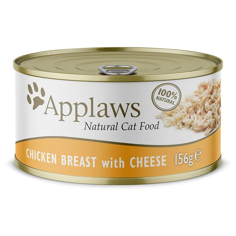 APPLAWS, Kipfilet en Kaas, nat kattenvoer in blik, (in soep), 156g