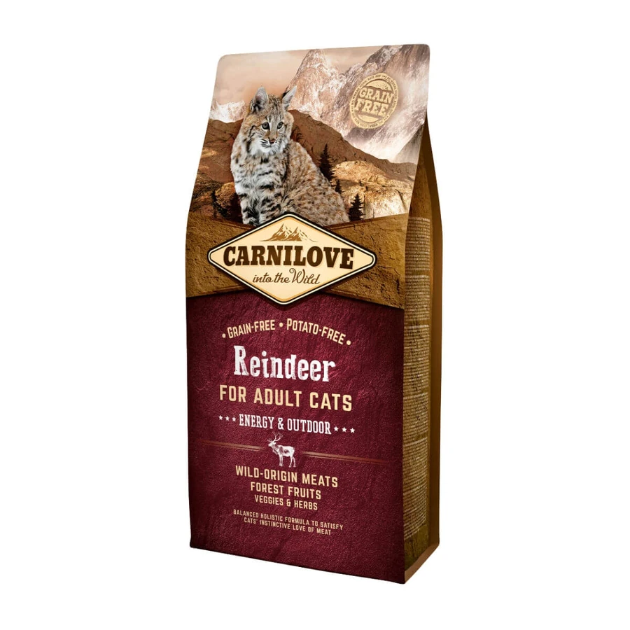 CARNILOVE Energy & Outdoor, Ren, graanvrij droogvoer voor buitenkatten en katten met hoge activiteit, 400g