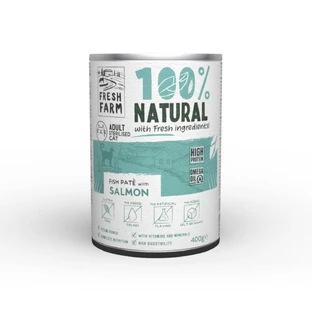 FRESH FARM Smooth Sterilized, Lachs, Nassfutter in Dosen für sterilisierte Katzen, (Pastete), 400g