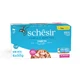 SCHESIR Complete Nutrition, Atún, comida húmeda en lata para gatos, (en sopa), multipack, 50g x 6pcs
