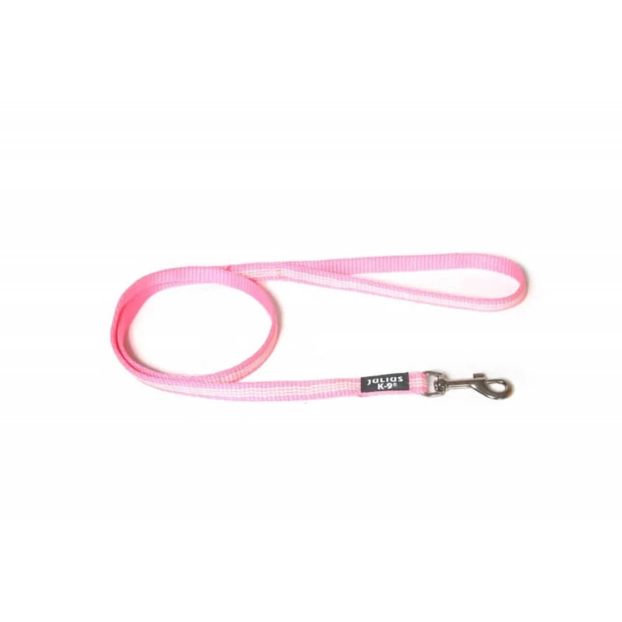 JULIUS-K9 IDC buisvormige singelband, riem met reflecterende singel met handvat honden, nylon, tape, 14mm x 1m, roze