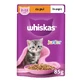 WHISKAS Junior, Poulet, sachet de nourriture humide pour chats juniors, (en aspic), 85g