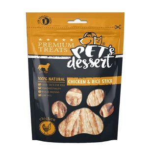 PET'S DESSERT Stick, XS-XL, Kip en Rijst, granenvrij beloningszakje honden, 80g