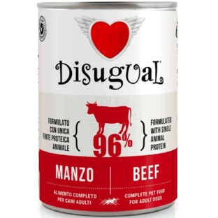 DISUGUAL Monoprotein, XS-XL, Rund, blik enkelvoudig eiwit graanvrij natvoer voor honden, (paté), 400g