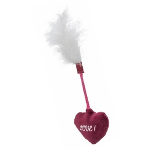 TRIXIE Coeur de la Saint-Valentin avec plumes, jouet interactif pour chat, herbe à chat, peluche, rouge, 20cm