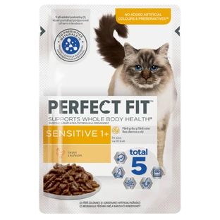 PERFECT FIT Cat Sensitive 1+ , Poulet, sachet de nourriture humide pour chat, système digestif, (en sauce), 85g, 85g