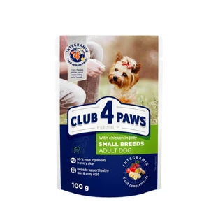 CLUB 4 PAWS Premium, XS-XL, Kip, zakje nat hondenvoer, (in aspic), 100g
