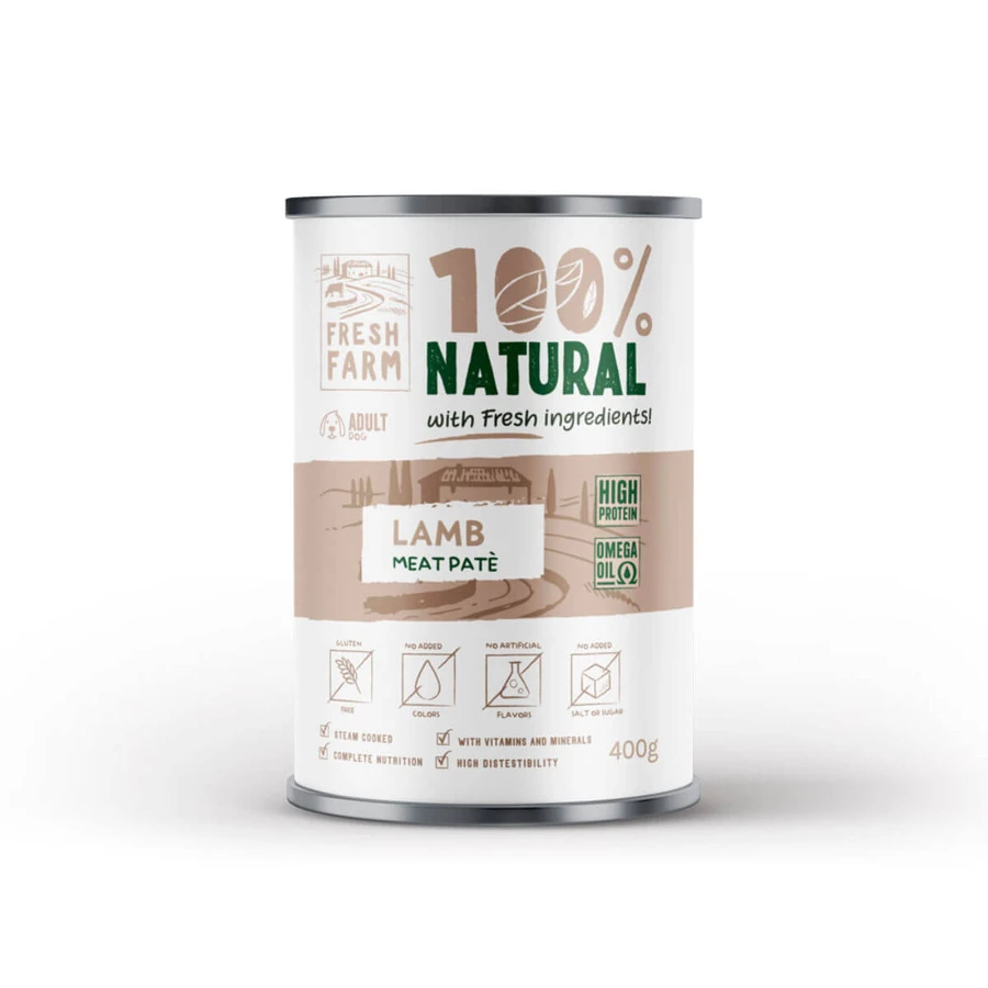 FRESH FARM Smooth, XS-XL, Lamm, feuchtes Hundefutter in Dosen, (Pastete), 400g