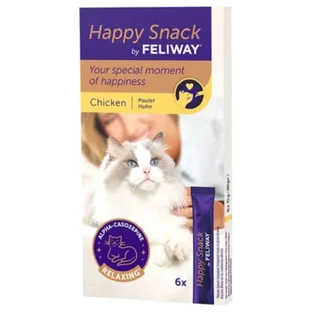 FELIWAY Happy Snack, Kip, zakje functionele kattenbeloningen, zenuwstelsel & kalmerend, (topping), 15g x 6st