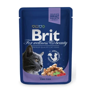 BRIT Premium, Kabeljauw, zakje natvoer voor katten, (in saus), 100g