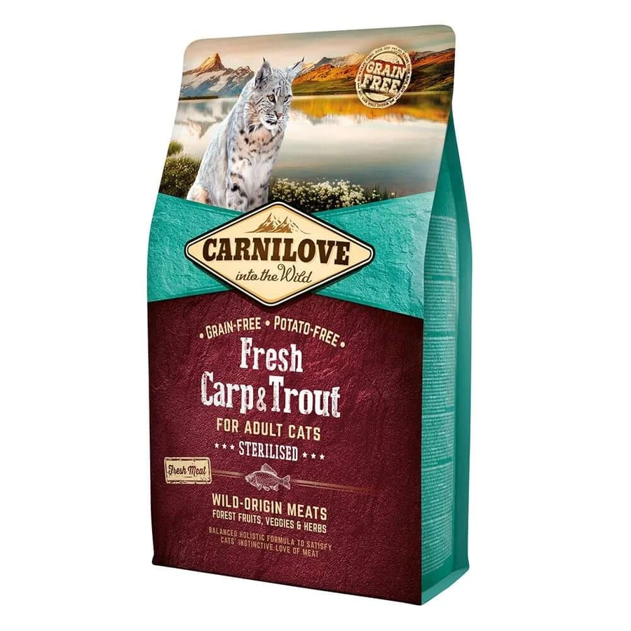 CARNILOVE Fresh Sterilized, Carp and Trout, cereal-free dry food for sterilized cats, 2kg
