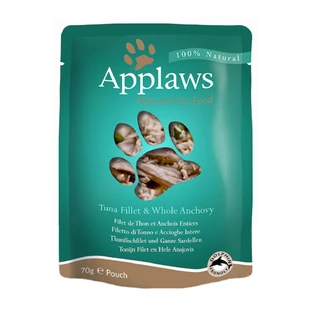 APPLAWS, tonijn- en ansjovisfilets, zakje, nat kattenvoer, (in soep), 70g