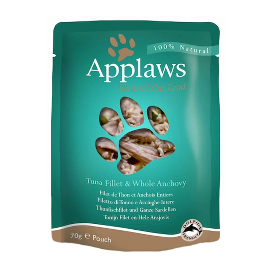APPLAWS, tonijn- en ansjovisfilets, zakje, nat kattenvoer, (in soep), 70g