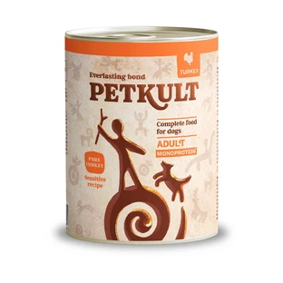 PETKULT Monoprotein Sensitive, Pavo y Patata, comida húmeda en lata sin cereales para perros, 800g