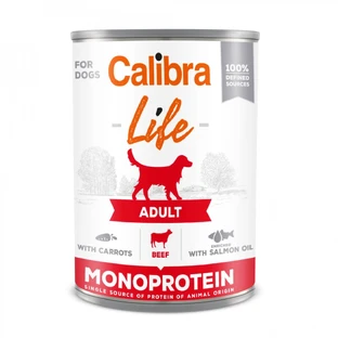 CALIBRA Life, XS-XL, Rundvlees en Wortel, ingeblikt enkelvoudig eiwit graanvrij natvoer voor honden, (paté), 400g