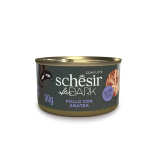 SCHESIR After Dark, Kip en Eend, graanvrij natvoer in blik, (in soep), 80g