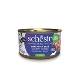 SCHESIR Complete Nutrition, Tonijn en Rundvlees, nat kattenvoer in blik, (in aspic), 85g