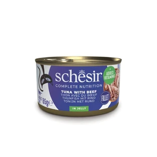 SCHESIR Complete Nutrition, Tuna and Beef, canned wet cat food, (in aspic), 85g