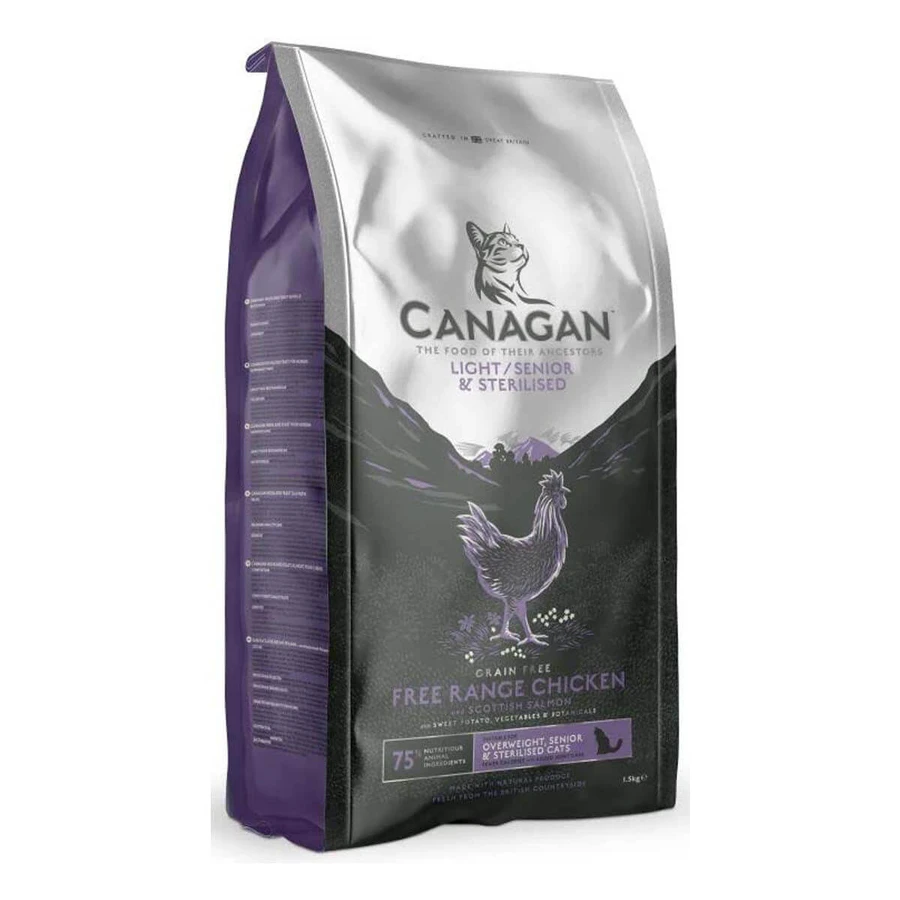 CANAGAN Light Senior & Sterilized, Chicken, nourriture sèche sans céréales pour chats seniors stérilisés, obésité, 375g
