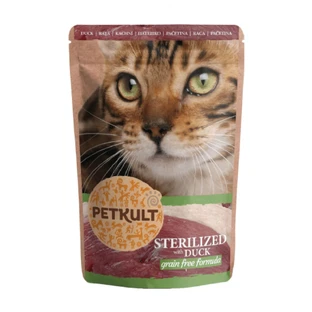 PETKULT Stérilisé, Rat, sachet de nourriture humide sans céréales pour chats, 100g