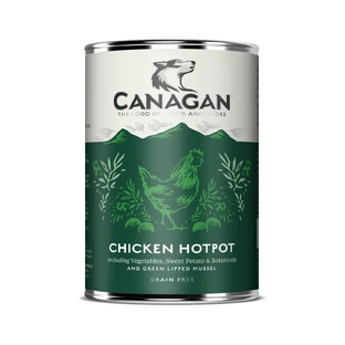 CANAGAN Chicken HotPot, XS-XL, Kip, graanvrij natvoer in blik voor junior & volwassen honden, (in soep), 400g