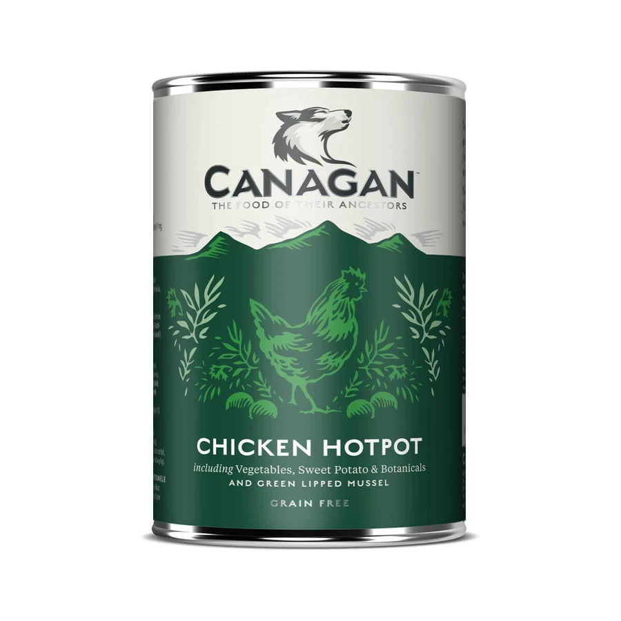 CANAGAN Chicken HotPot, XS-XL, Kip, graanvrij natvoer in blik voor junior & volwassen honden, (in soep), 400g