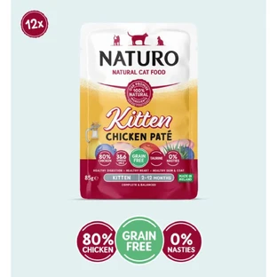 NATURO Kitten, Huhn, Sachet getreidefreies Nassfutter für junge Katzen, (Pastete), 85g