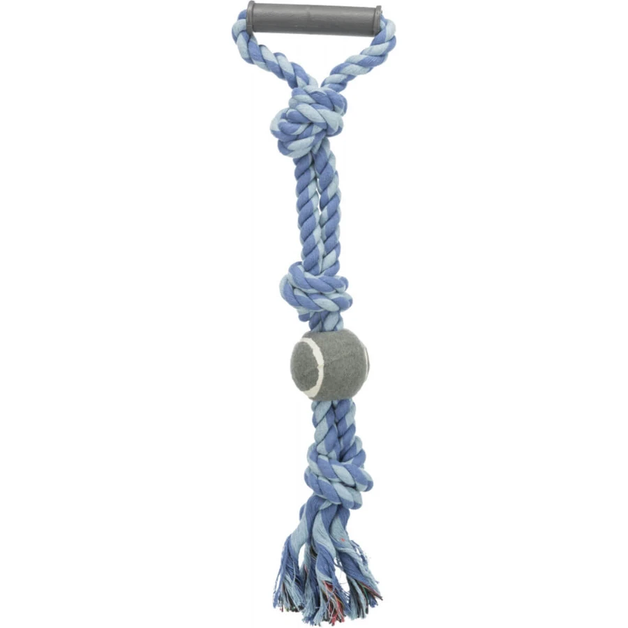 TRIXIE, jouet en corde avec poignée et balle de tennis pour chiens, 6cm x 50cm, multicolore